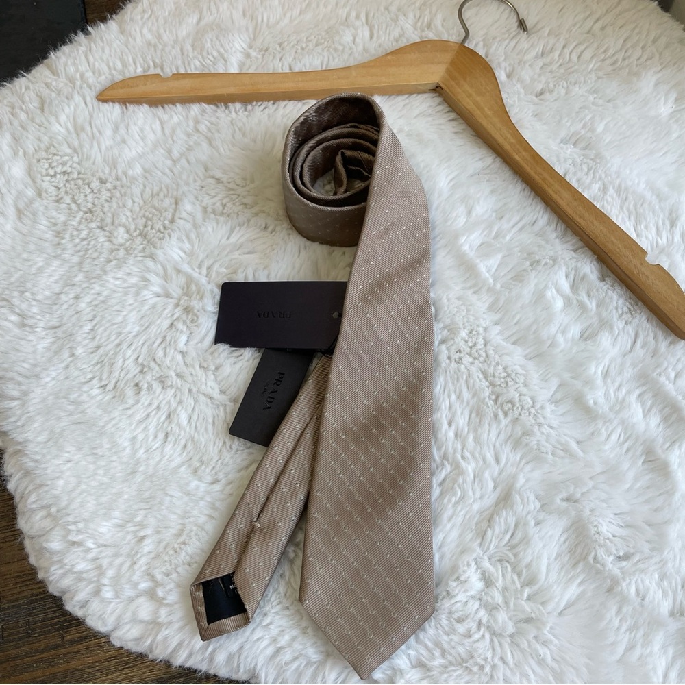 Prada Tan Silk Tie